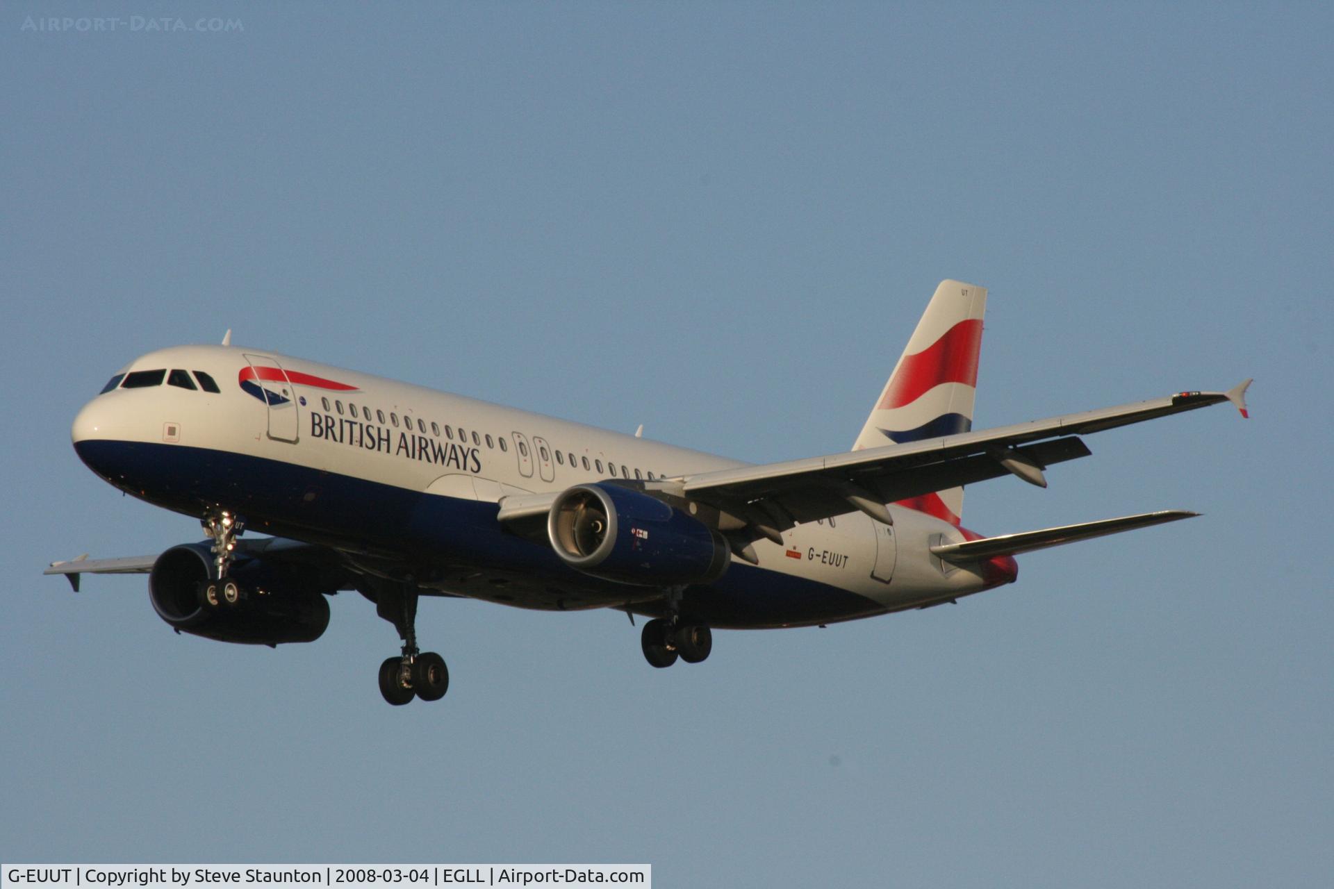 G-EUUT, 2007 Airbus A320-232 C/N 3314, Taken at Heathrow Airport March 2008