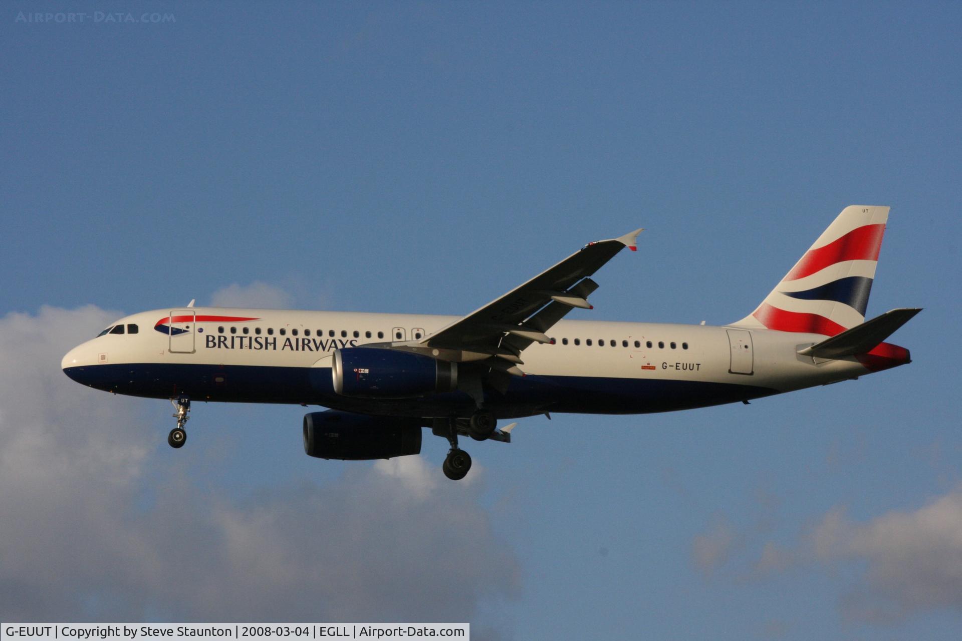 G-EUUT, 2007 Airbus A320-232 C/N 3314, Taken at Heathrow Airport March 2008