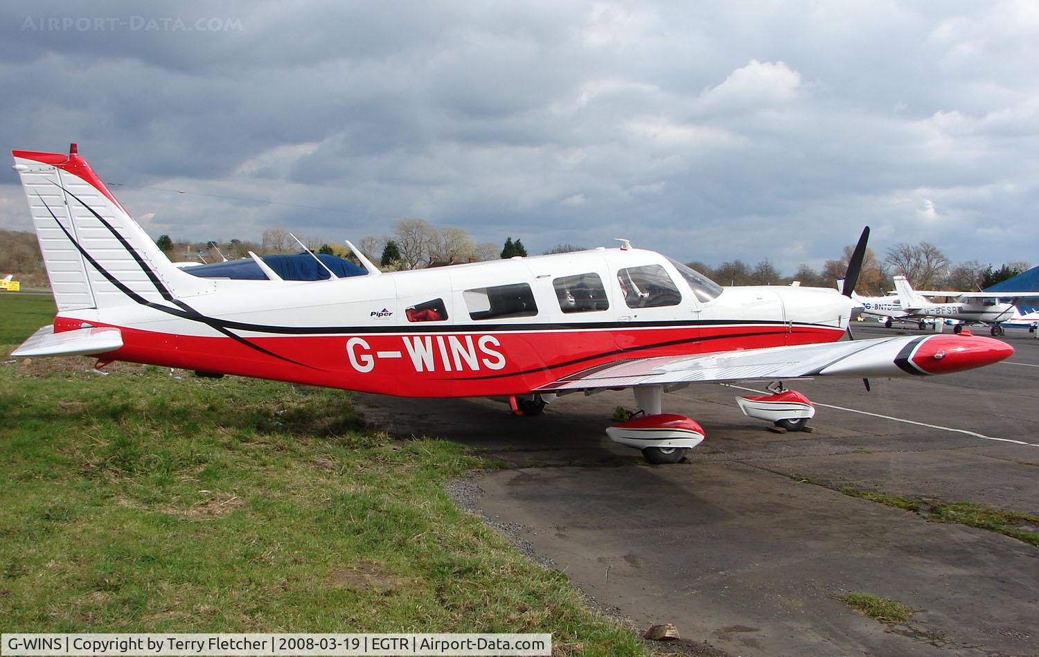G-WINS, 1976 Piper PA-32-300 Cherokee Six Cherokee Six C/N 32-7640065, This Jersey based  aircraft now wears a smart red scheme - all  previous photos seem to have been in a blue scheme