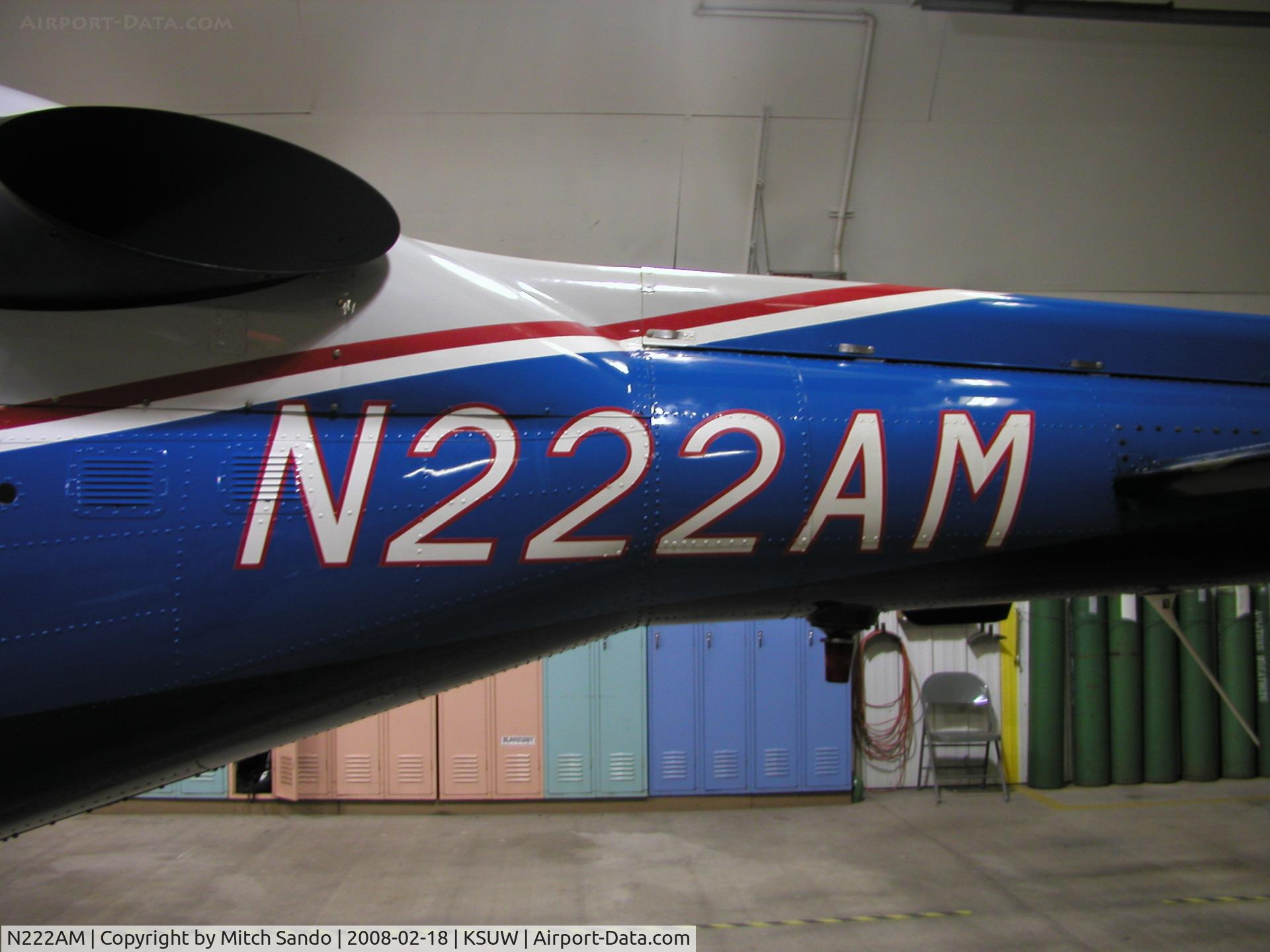N222AM, 1986 Bell 222U C/N 47547, Luke's One in the hangar at Superior.