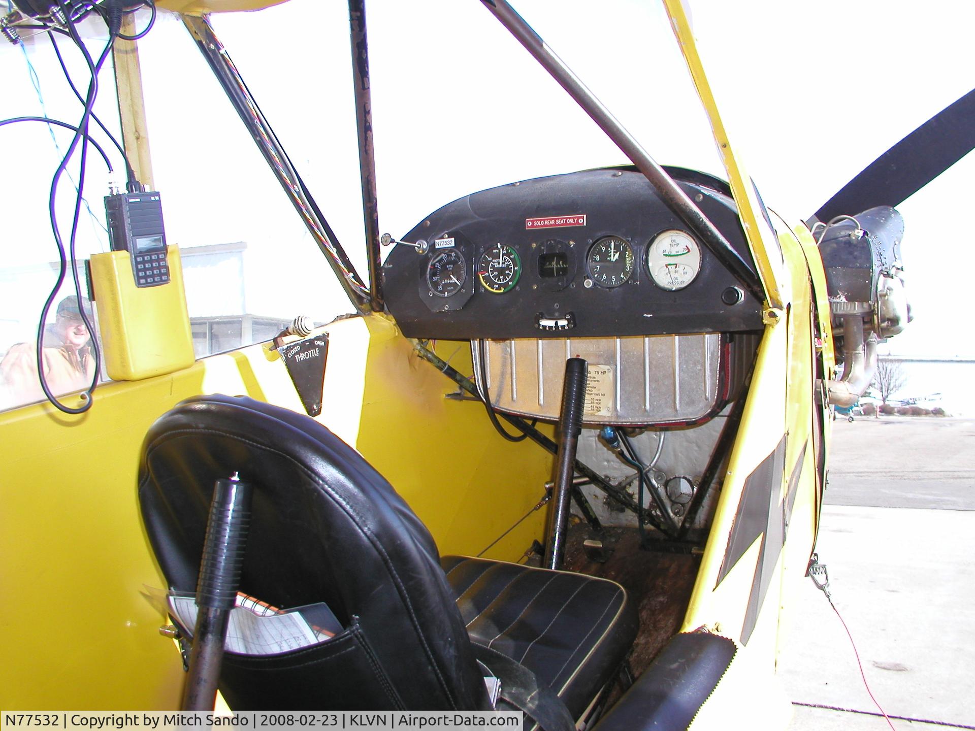 N77532, 1947 Piper J-3C Cub C/N 22037, Parked at the fuel pumps at Airlake.