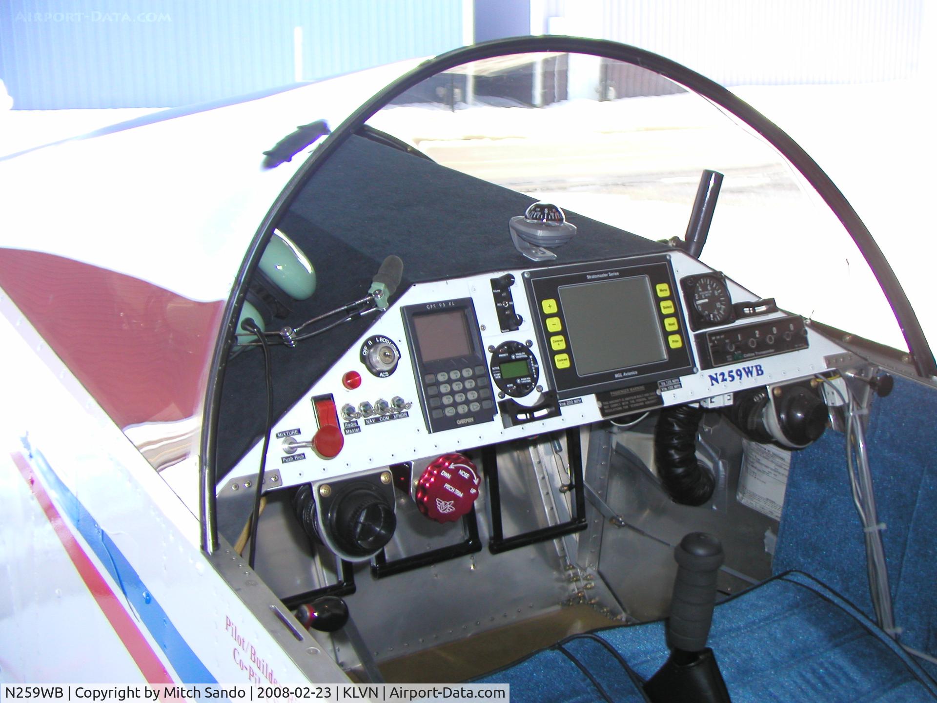 N259WB, 2004 Sonex 3300 C/N 642, Parked inside the hangar.