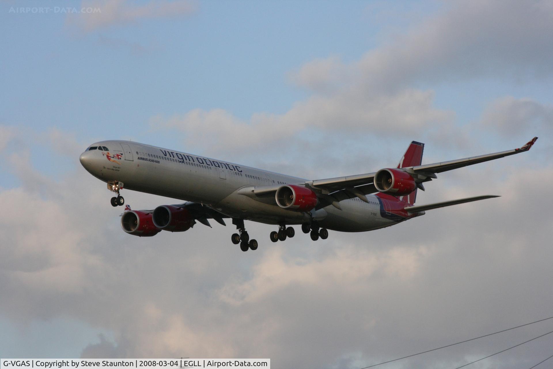 G-VGAS, 2005 Airbus A340-642 C/N 639, Taken at Heathrow Airport March 2008