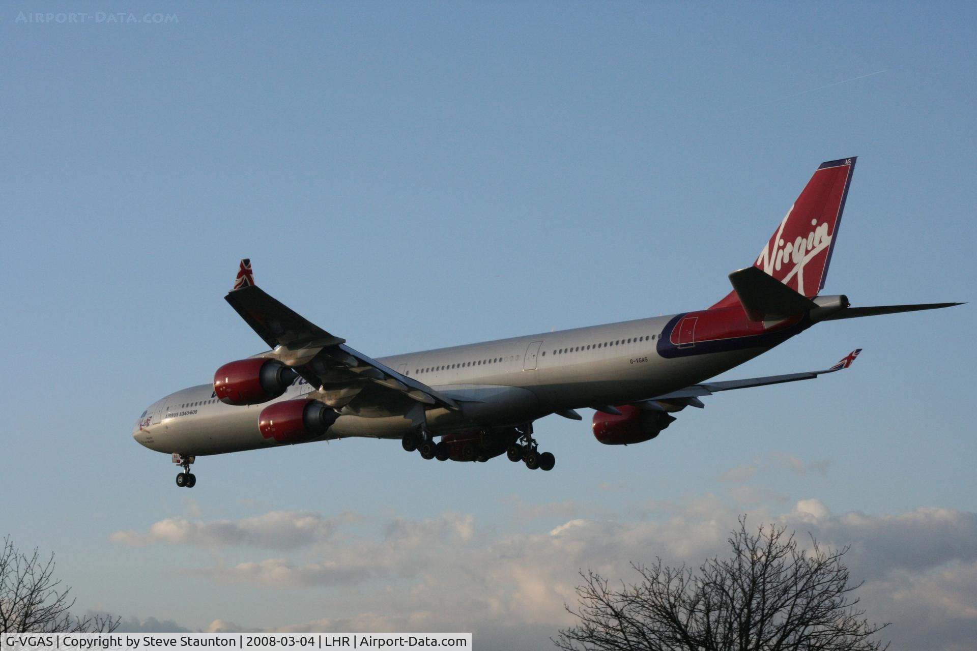 G-VGAS, 2005 Airbus A340-642 C/N 639, Taken at Heathrow Airport March 2008