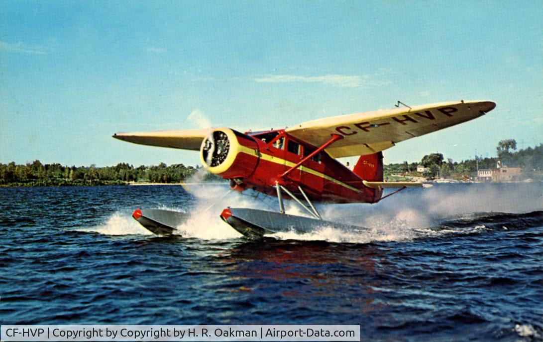 CF-HVP, 1938 Stinson SR-10F Reliant C/N 5951, Post card - Float take-off
