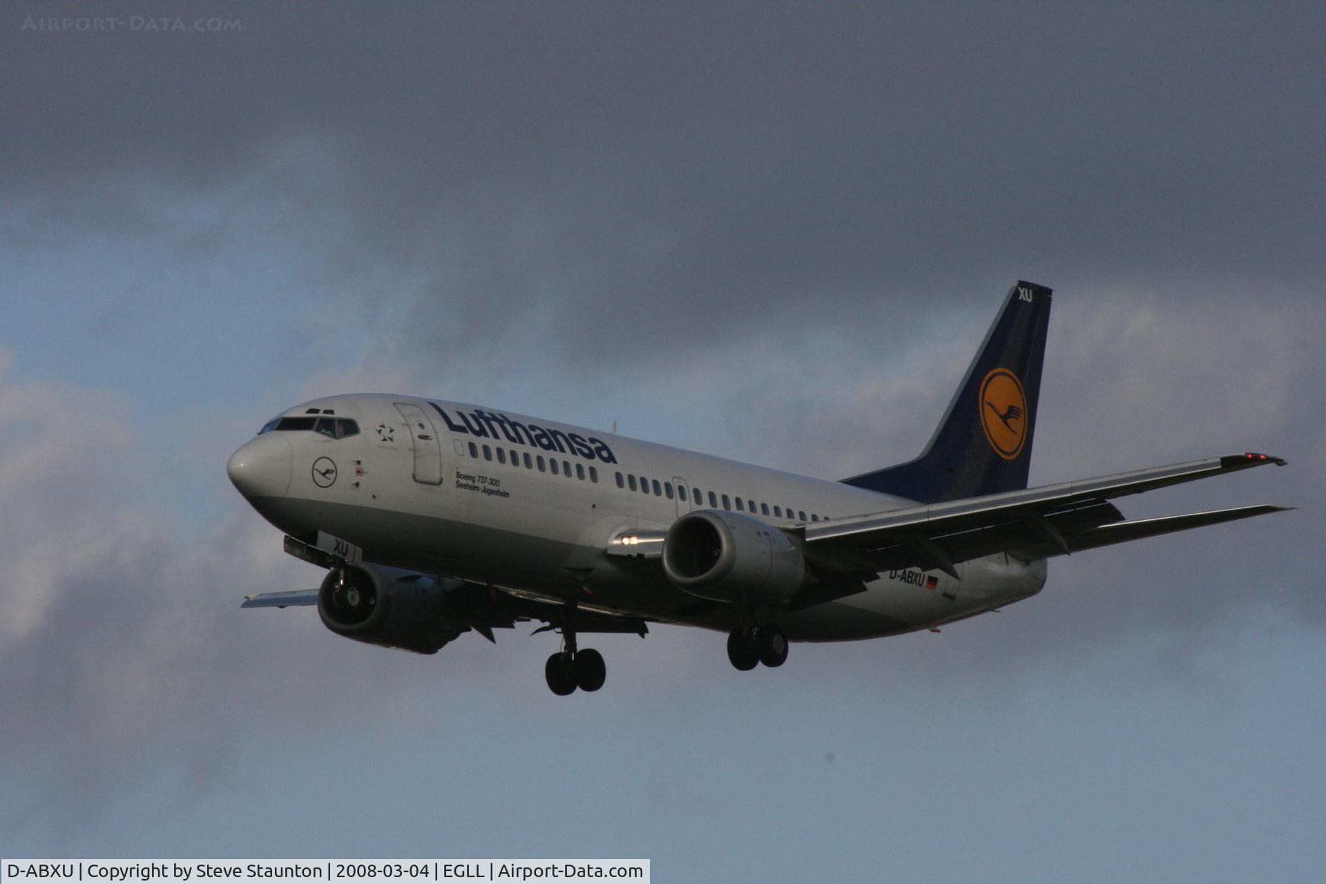 D-ABXU, 1989 Boeing 737-330 C/N 24282, Taken at Heathrow Airport March 2008