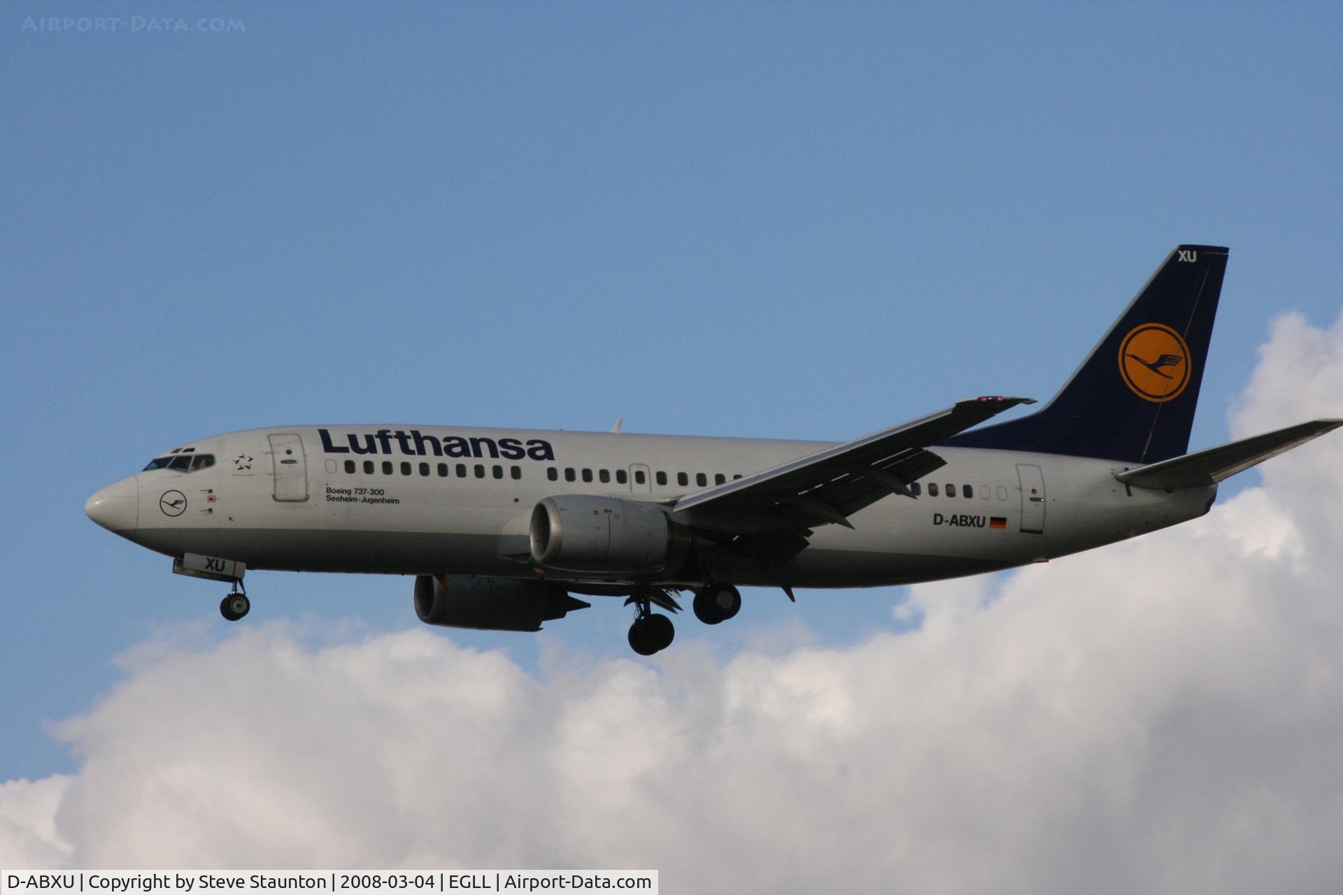 D-ABXU, 1989 Boeing 737-330 C/N 24282, Taken at Heathrow Airport March 2008