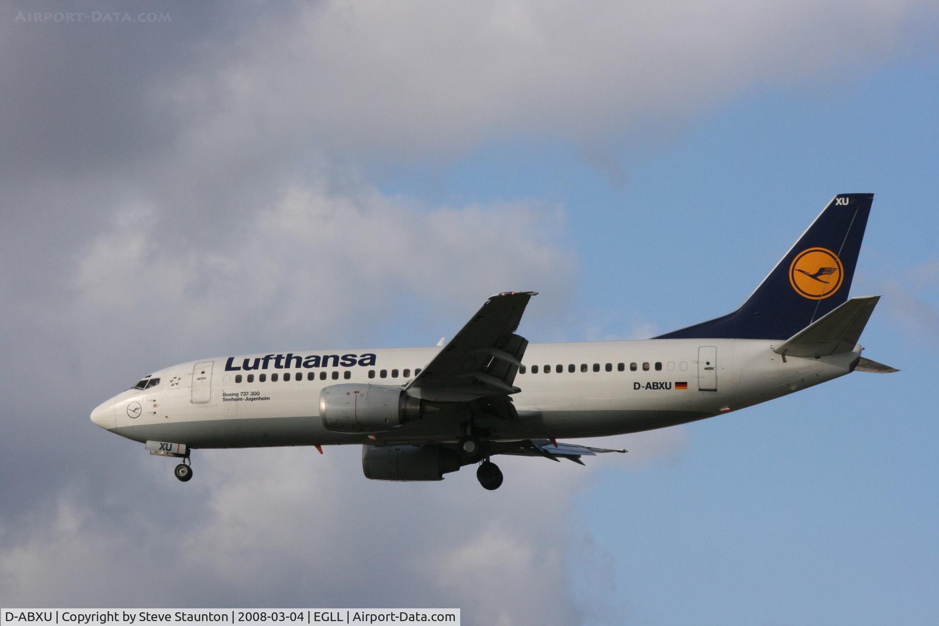D-ABXU, 1989 Boeing 737-330 C/N 24282, Taken at Heathrow Airport March 2008