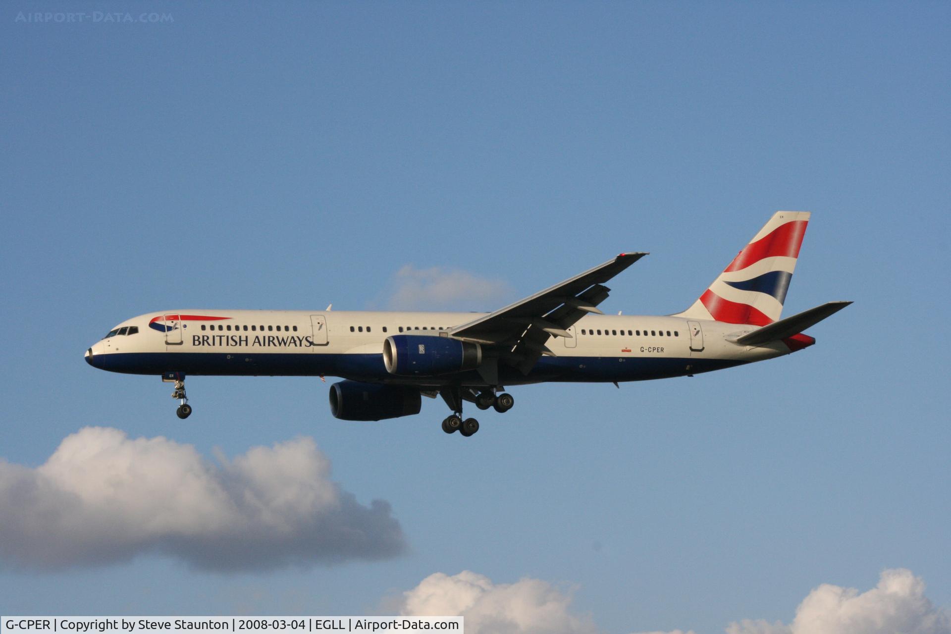 G-CPER, 1997 Boeing 757-236 C/N 29113, Taken at Heathrow Airport March 2008