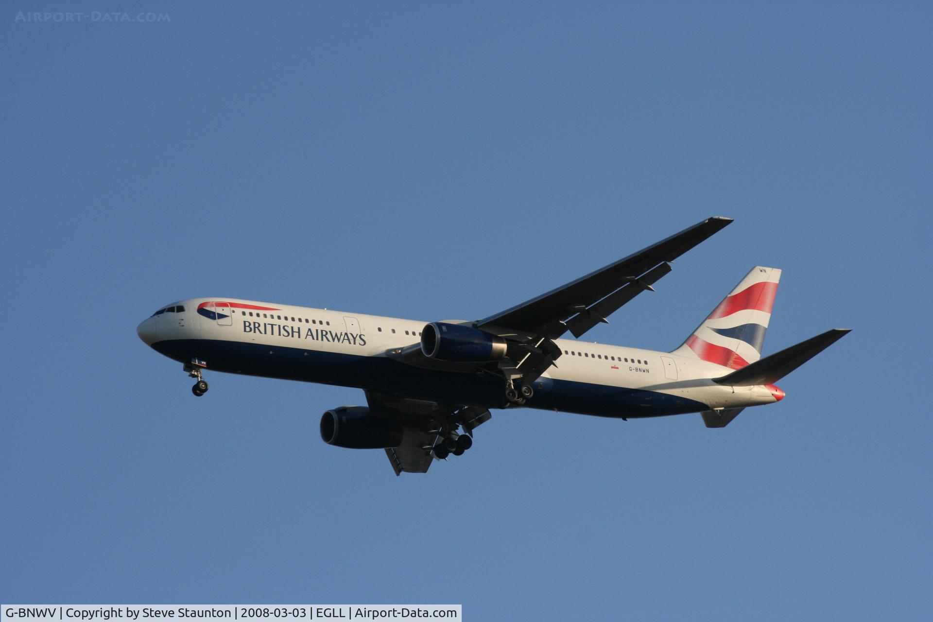 G-BNWV, 1993 Boeing 767-336 C/N 27140, Taken at Heathrow Airport March 2008