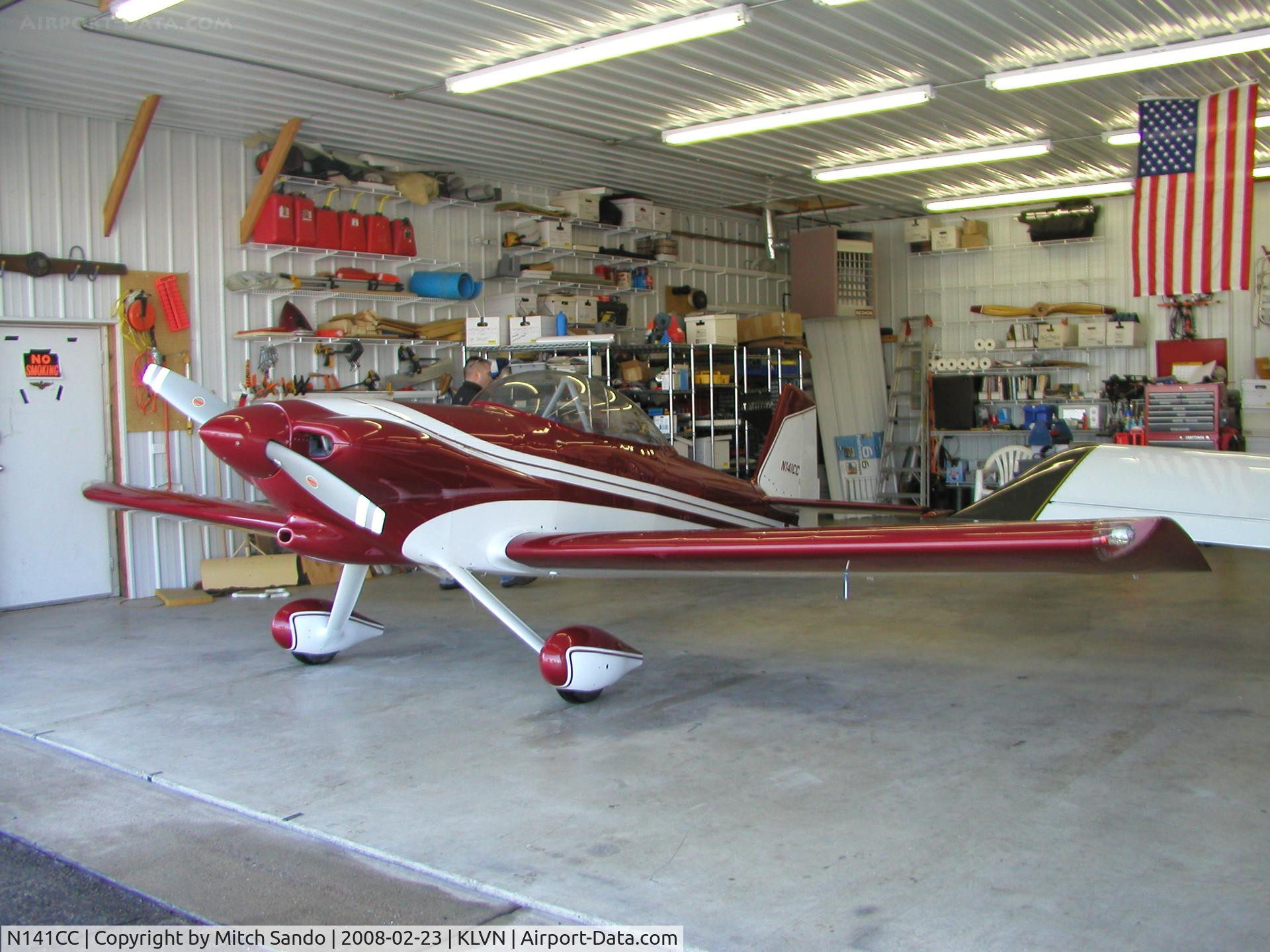 N141CC, 1991 Vans RV-4 C/N 01 (N141CC), Parked inside the hangar.
