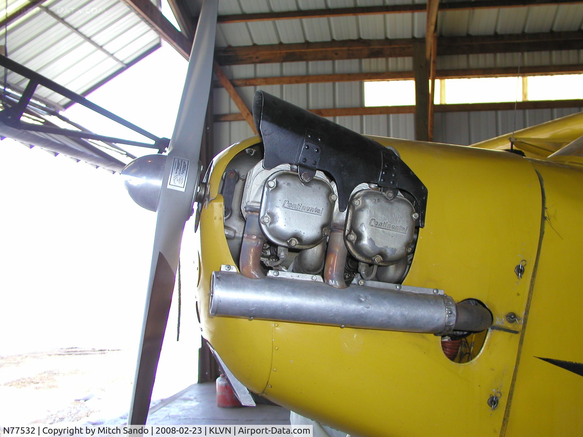N77532, 1947 Piper J-3C Cub C/N 22037, Parked inside the hangar.
