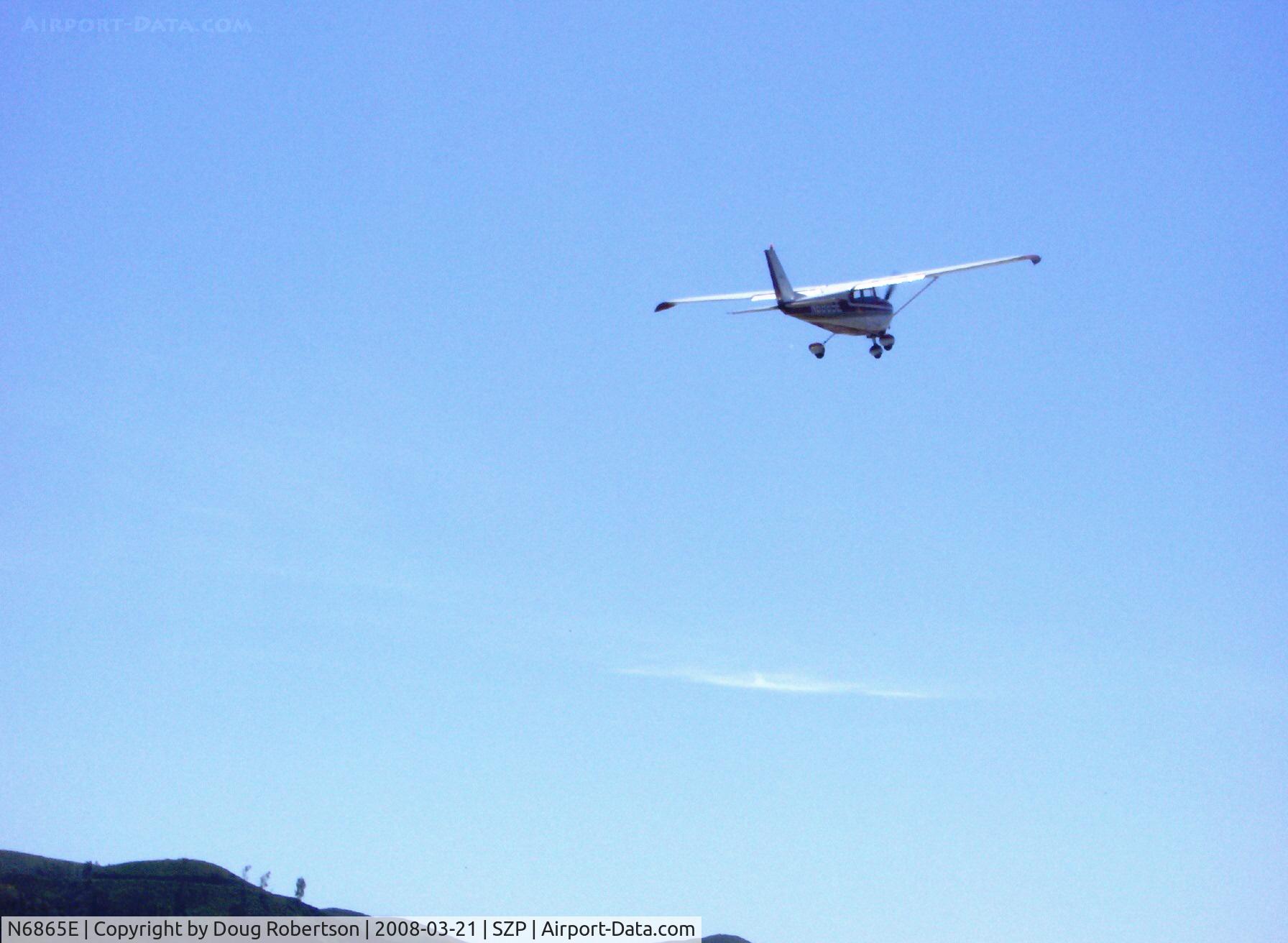 N6865E, 1959 Cessna 175A Skylark C/N 56365, 1959 Cessna 175A SKYLARK, Continental geared GO-300-A 175 Hp, takeoff climb Rwy 22