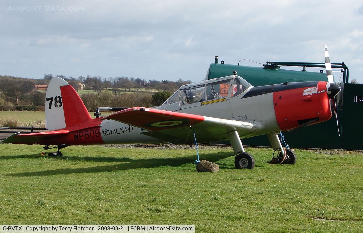 G-BVTX, 1952 De Havilland DHC-1 Chipmunk T.10 C/N C1/0705, This 1952 DHC-1 Chipmunk wears Royal Navy marks WP809