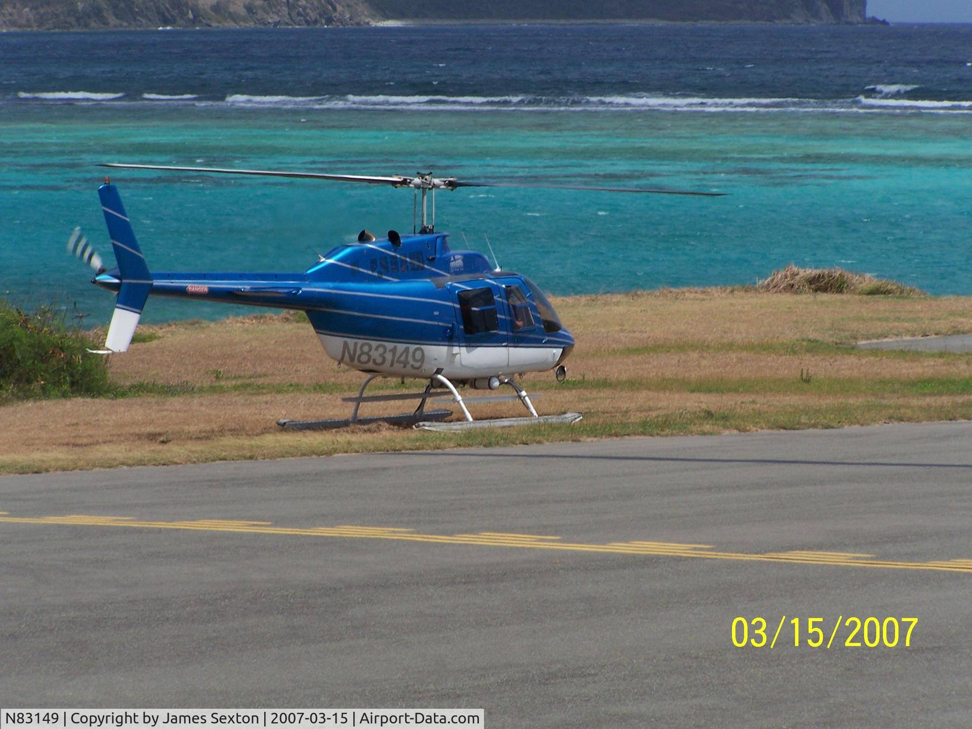 N83149, 1973 Bell 206B JetRanger C/N 1045, Prepairing for departure, Virgin Gorda, BVI