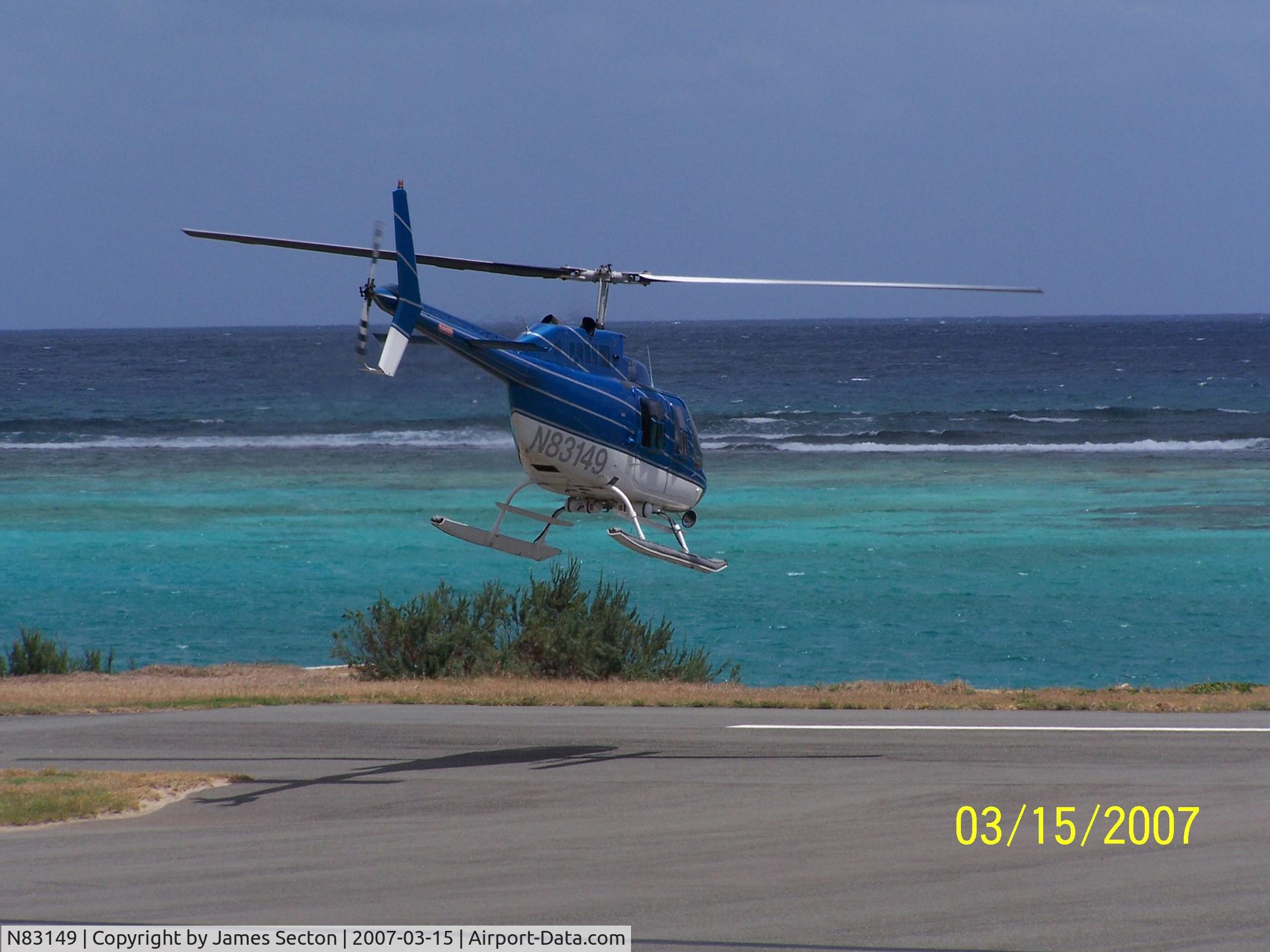 N83149, 1973 Bell 206B JetRanger C/N 1045, Departing small strip by 