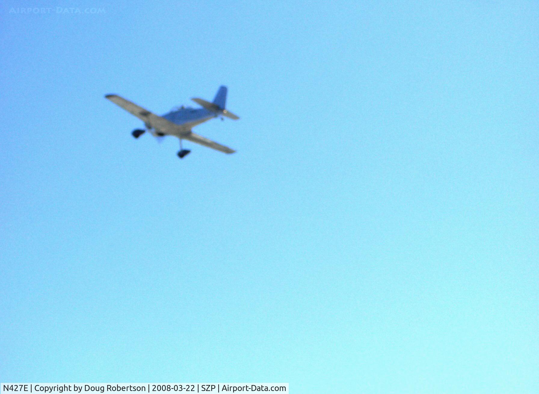 N427E, 1992 Titan T-51 Mustang C/N 1, 1992 Oberheim OBIE MINI-MUSTANG, Lycoming O-290-G 125 Hp, split trailing edge flaps, adjustable elevator trim, takeoff climb Rwy 04