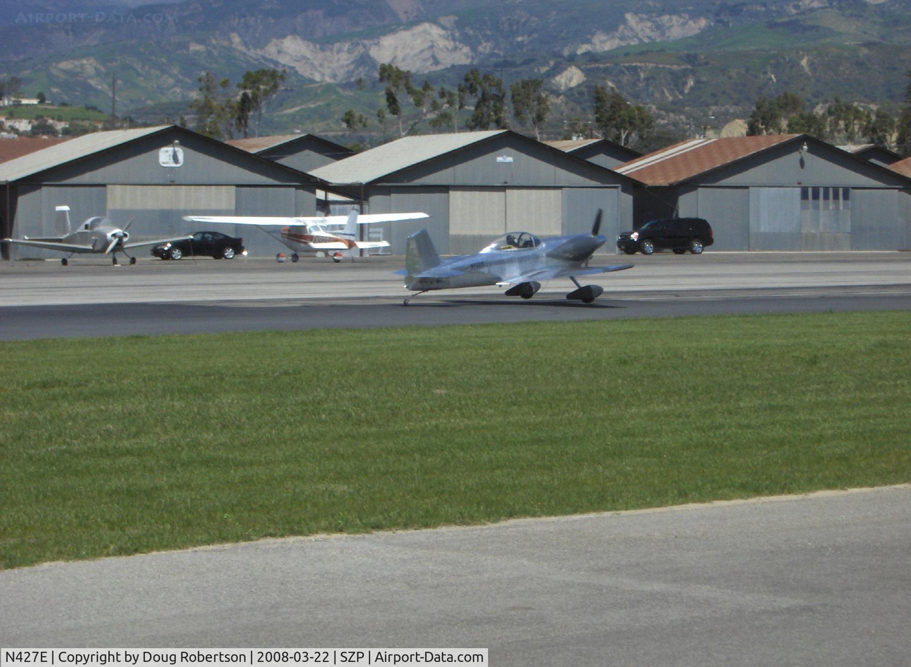 N427E, 1992 Titan T-51 Mustang C/N 1, 1992 Oberheim OBIE MINI-MUSTANG, Lycoming O-290-G 125 Hp, split trailing edge flaps, adjustable elevator trim, landing roll Rwy 04