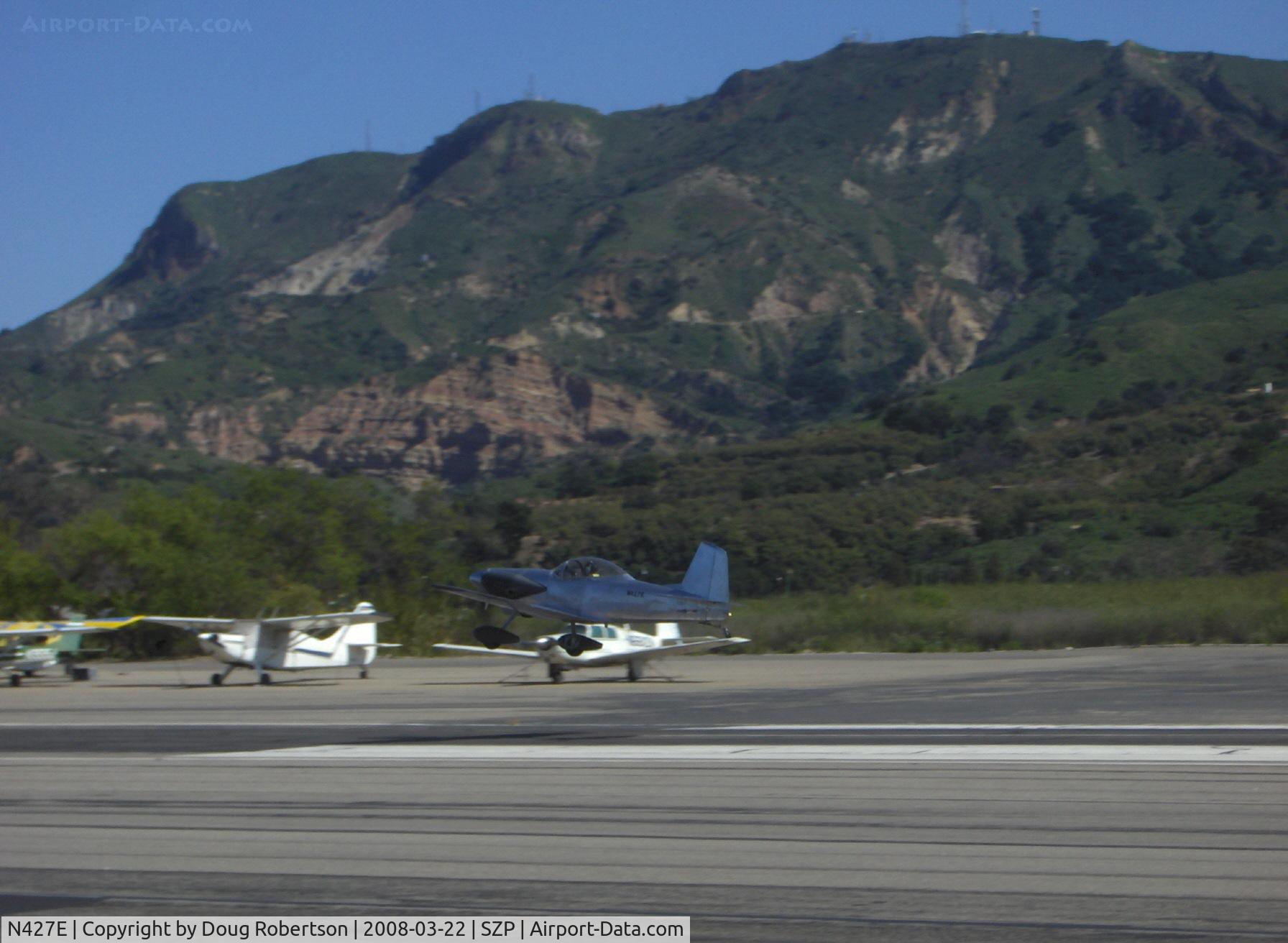 N427E, 1992 Titan T-51 Mustang C/N 1, 1992 Oberheim OBIE MINI-MUSTANG, Lycoming O-290-G 125 Hp, split trailing edge flaps, adjustable elevator trim, takeoff Rwy 04
