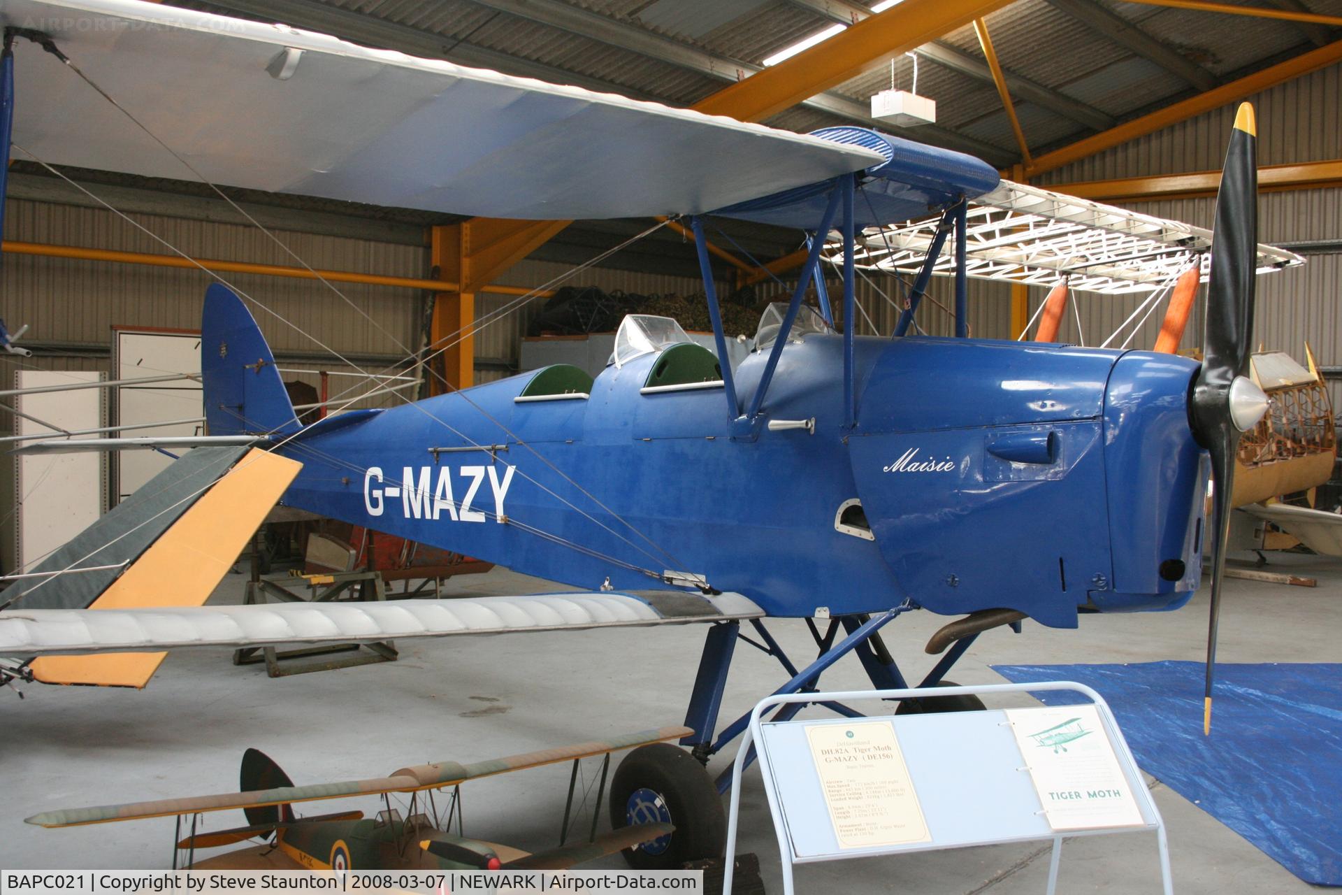 BAPC021, De Havilland DH-82A Tiger Moth II C/N 85226, Newark Air Museum, March 2008