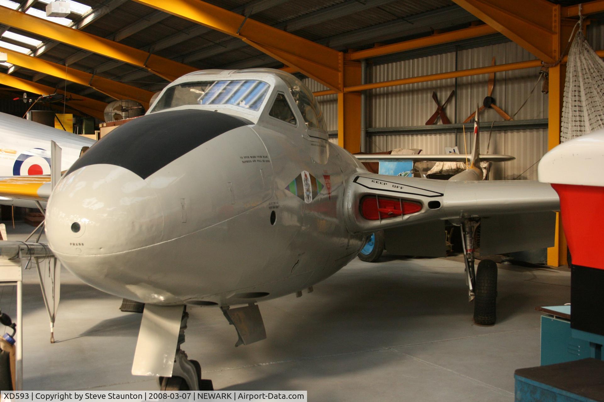 XD593, De Havilland DH-115 Vampire T.11 C/N 15538, Newark Air Museum, March 2008