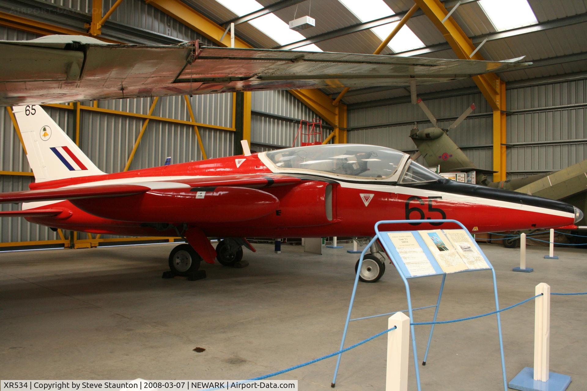 XR534, 1963 Hawker Siddeley Gnat T.1 C/N FL545, Newark Air Museum, March 2008