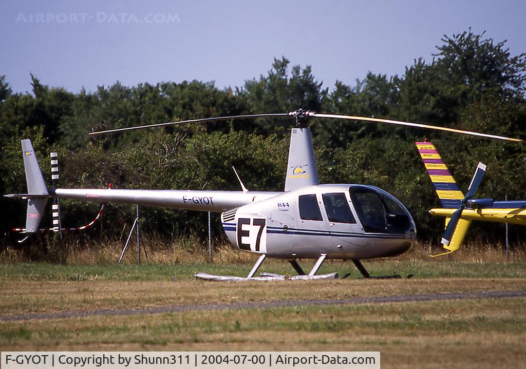 F-GYOT, Robinson R44 C/N 1068, During Magny-Cours Formula One GP 2004
