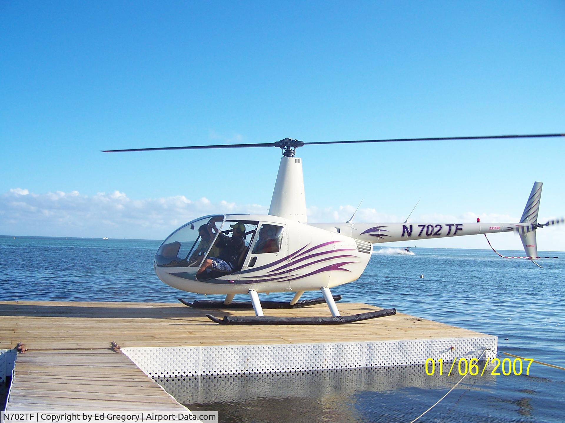 N702TF, 2001 Robinson R44 C/N 1029, TF at Holiday Isle in the keys
