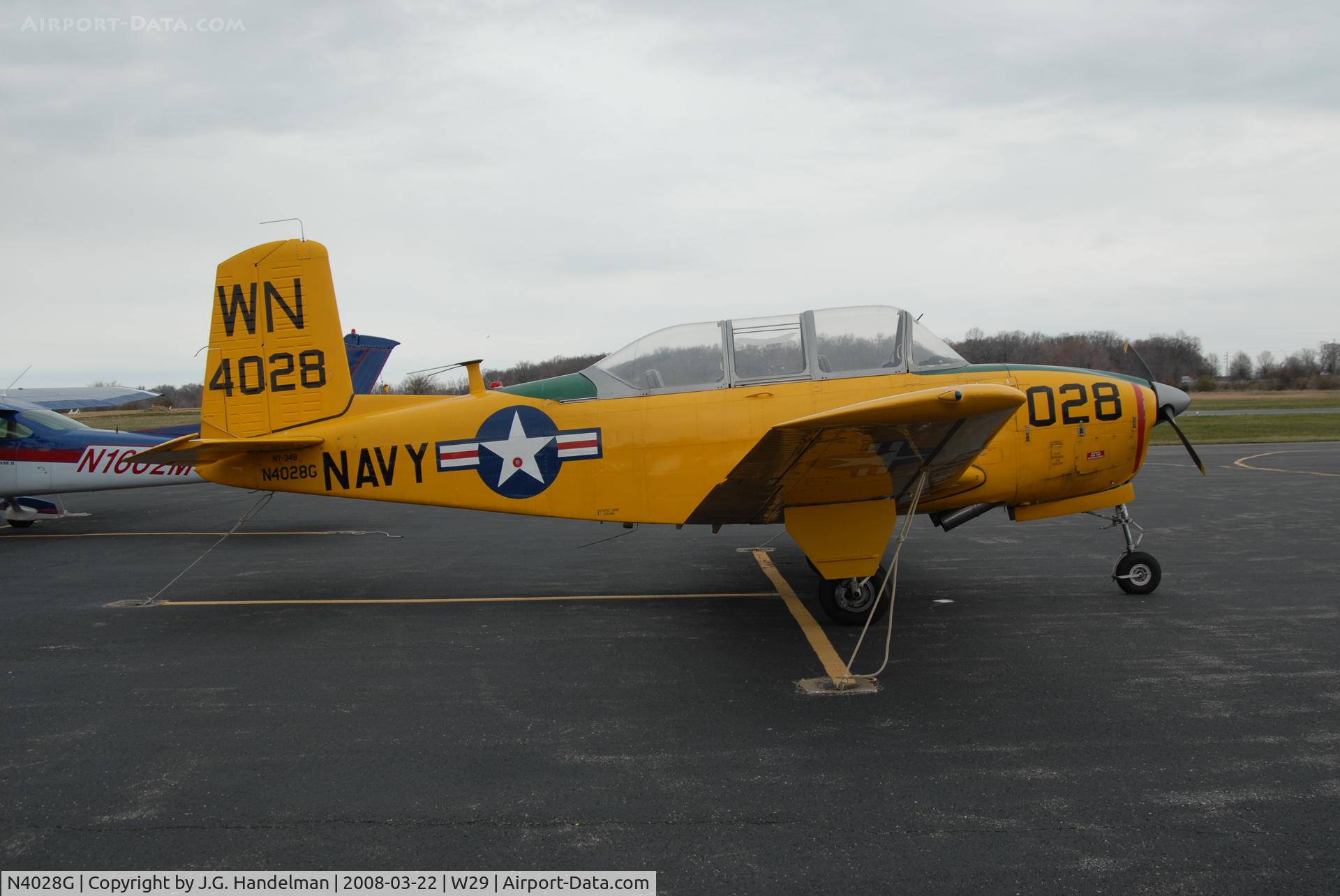 N4028G, 1955 Beech T-34A Mentor C/N BG-9, On ramp at bay Bridge Airport MD