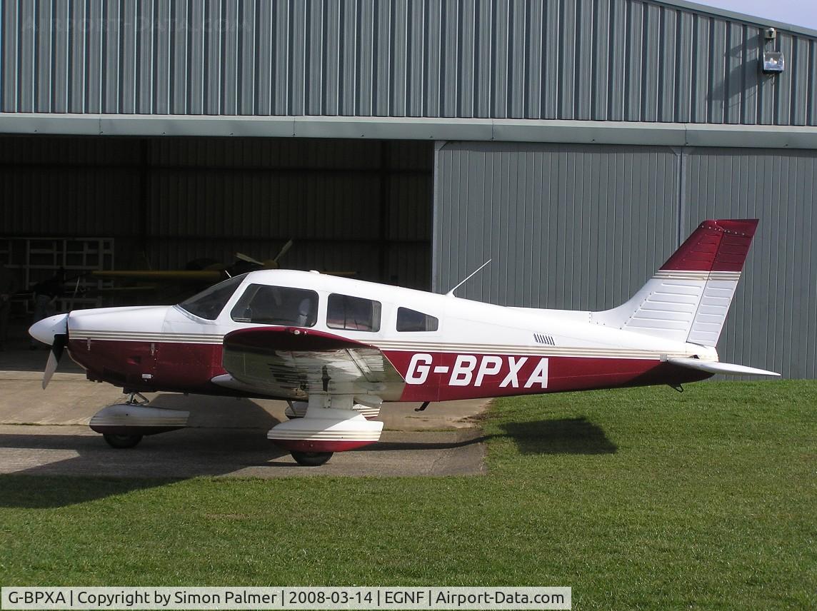 G-BPXA, 1983 Piper PA-28-181 Cherokee Archer II C/N 28-8390064, PA-28 outside the hangar at Netherthorpe