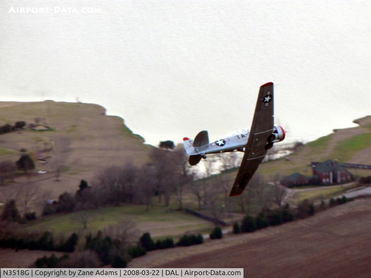 N3518G, North American T-6G Texan C/N 168-505, AT-6 Texan flying off the wing of Tondelayo the Collings Foundation B-25