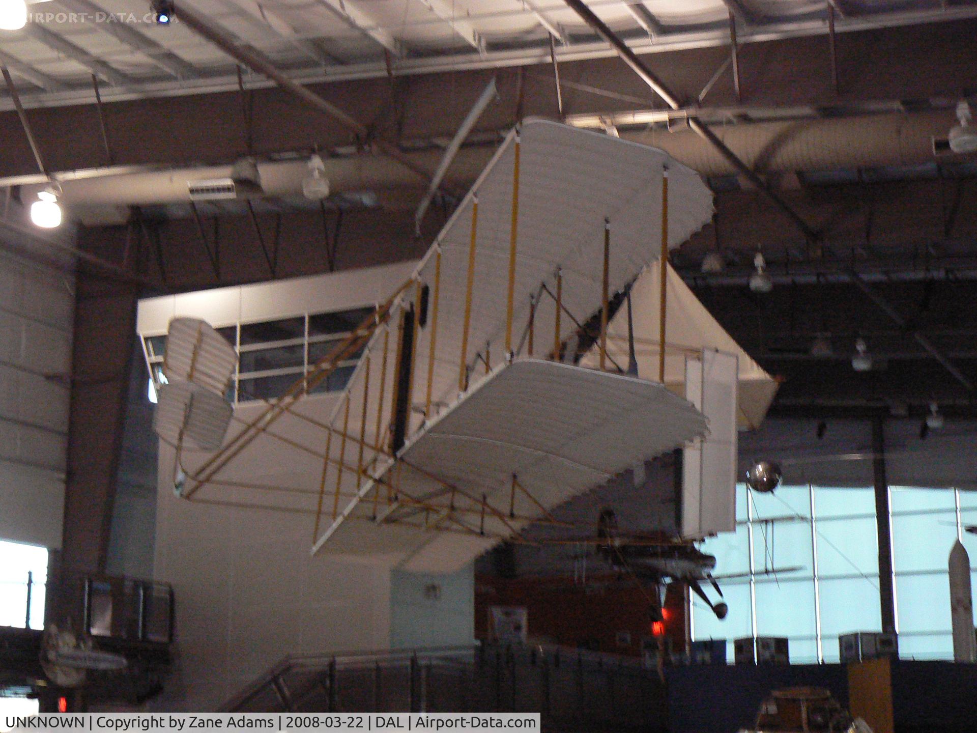 UNKNOWN, , Wright Flyer replica hanging in the Frontiers of Flight Museum
