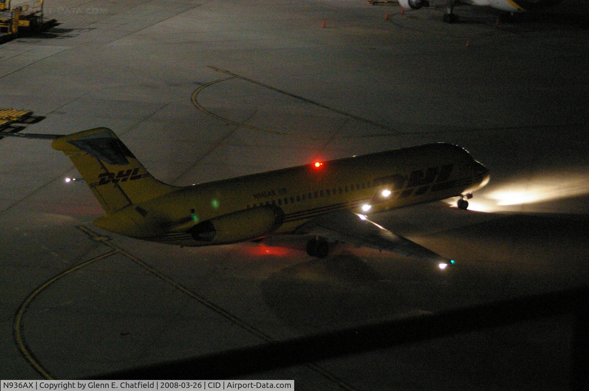 N936AX, 1968 Douglas DC-9-31 C/N 47269, ABX559 has loaded and is taxing for departure, heading to MLI at 5:54 AM