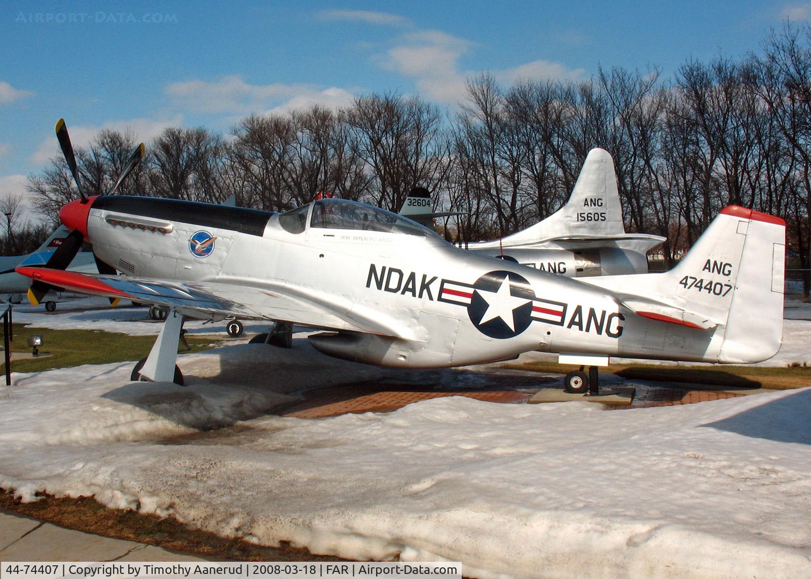 44-74407, North American P-51D-30-NA Mustang C/N 122-40947, North American P-51 Mustang, North Dakota Air National Guard display area. 44-74407