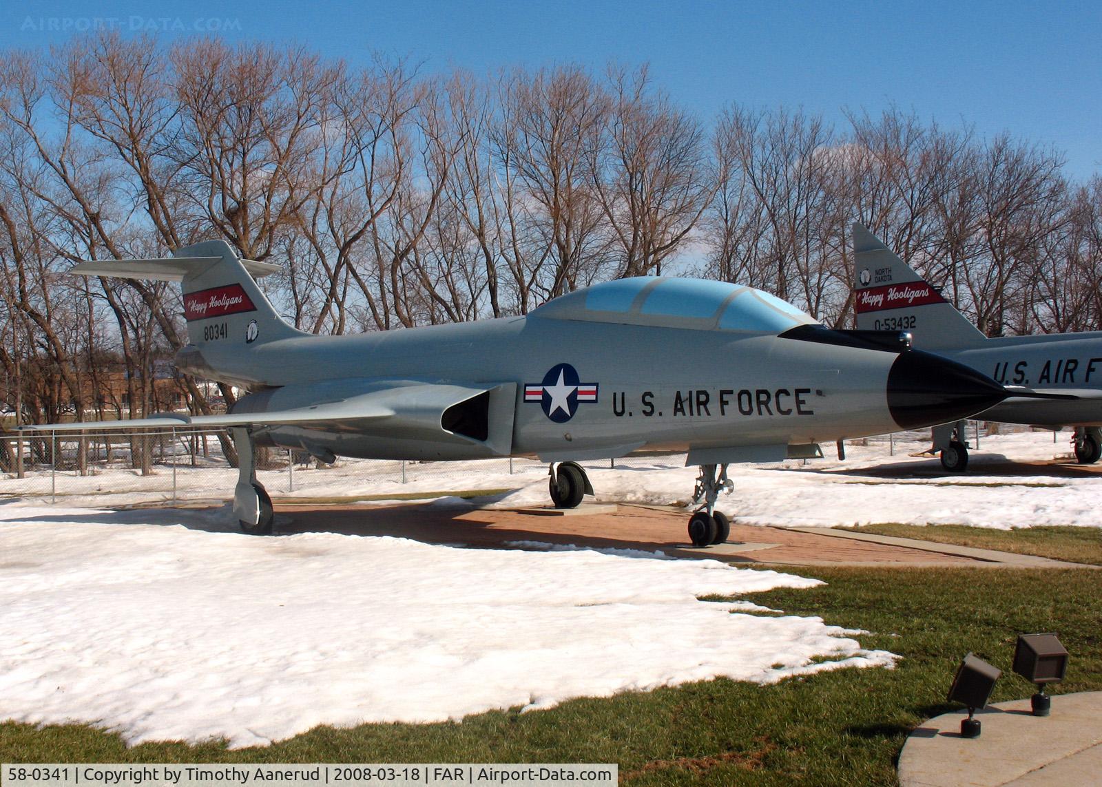 58-0341, McDonnell F-101B Voodoo C/N 713, McDonnell F-101B-110-MC Voodoo, North Dakota Air National Guard display area. 58-0341