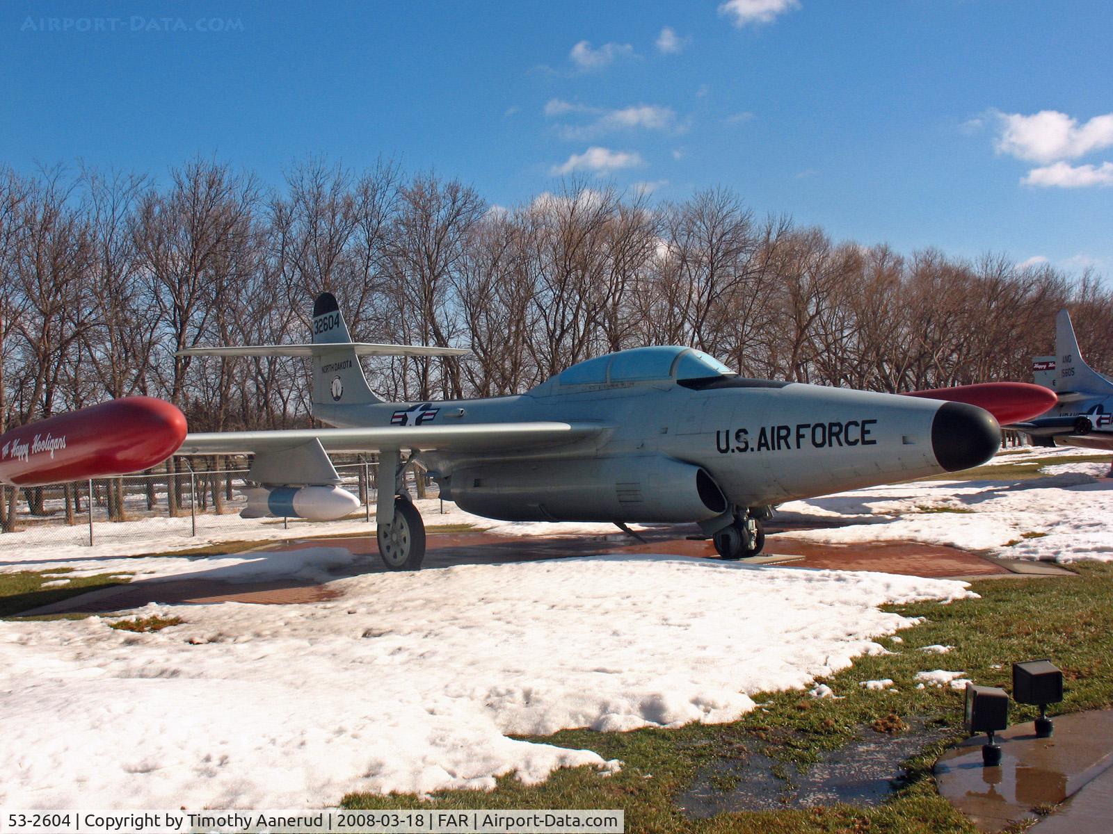 53-2604, 1953 Northrop F-89J Scorpion C/N Not found 53-2604, Northrop F-89D-65-NO Scorpion, converted to F-89J, North Dakota Air National Guard display area. 53-2604