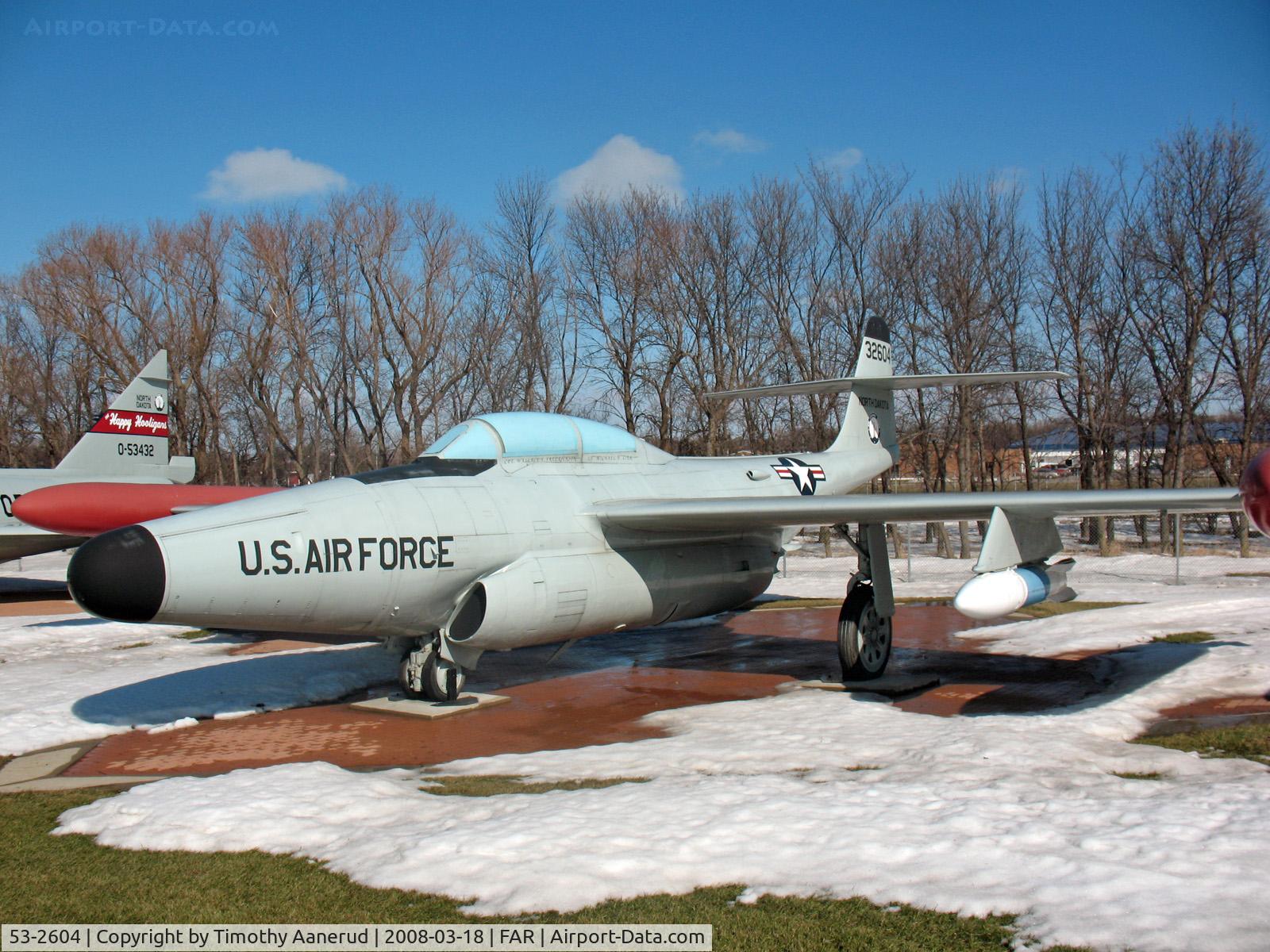 53-2604, 1953 Northrop F-89J Scorpion C/N Not found 53-2604, Northrop F-89D-65-NO Scorpion, converted to F-89J, North Dakota Air National Guard display area. 53-2604
