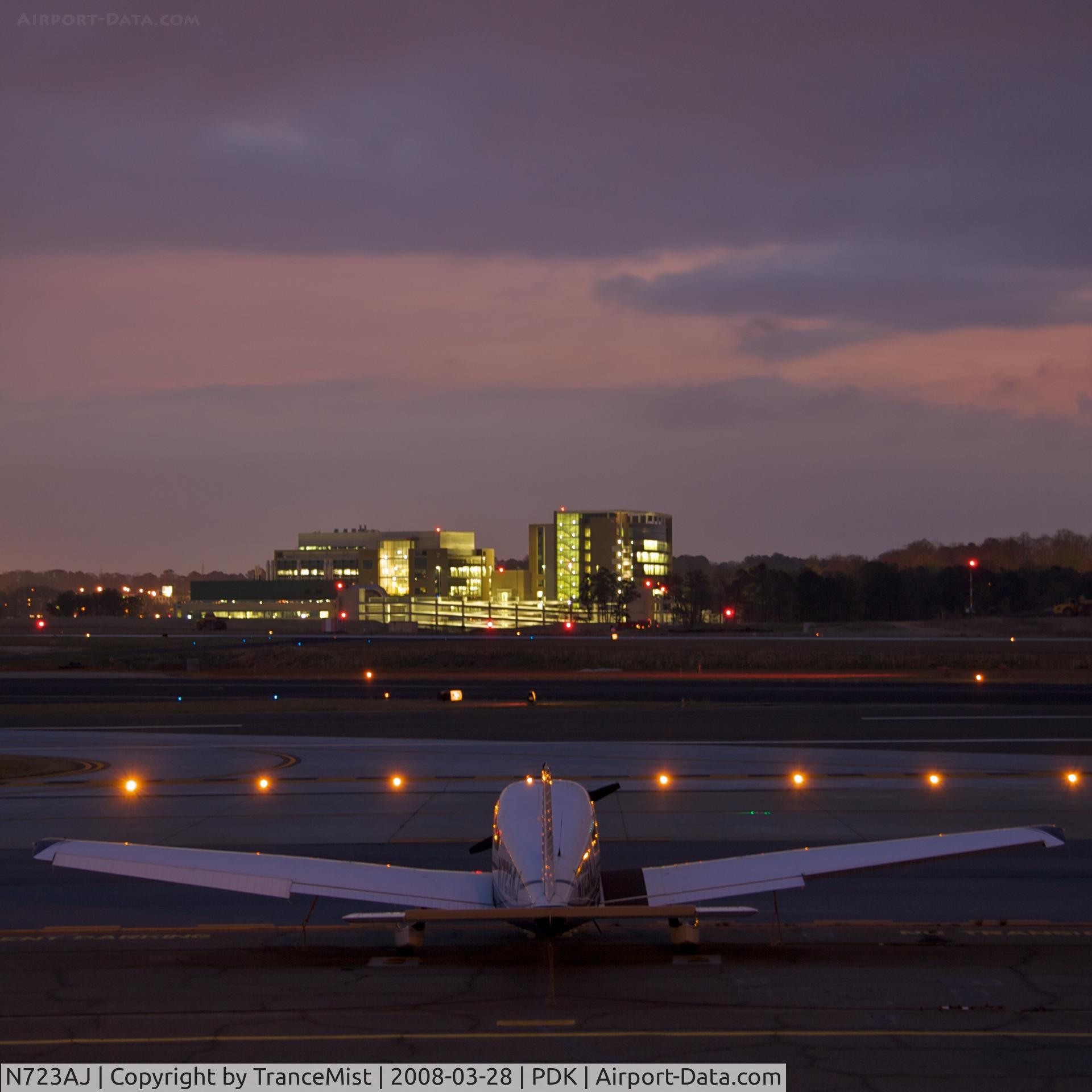 N723AJ, 2005 Piper PA-28-181 Archer III C/N 2843613, Dawn at PDK in front of the CDC