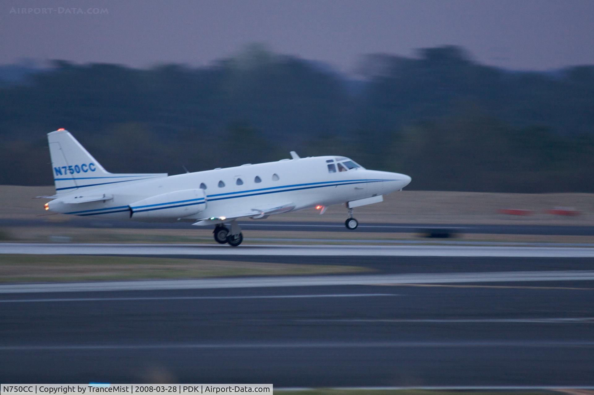N750CC, 1980 Rockwell International NA-265-65 Sabreliner 65 C/N 465-37, Dawn landing at PDK