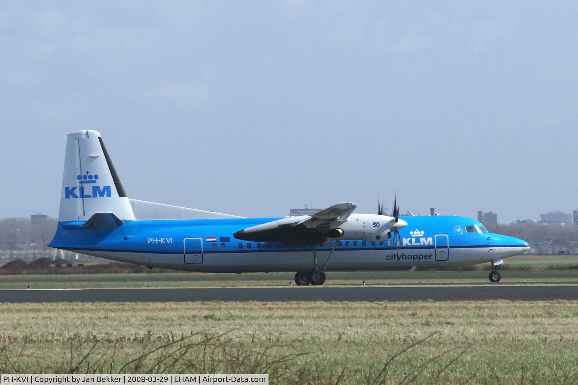 PH-KVI, 1991 Fokker 50 C/N 20218, Just after landing on the Polderbaan at Schiphol