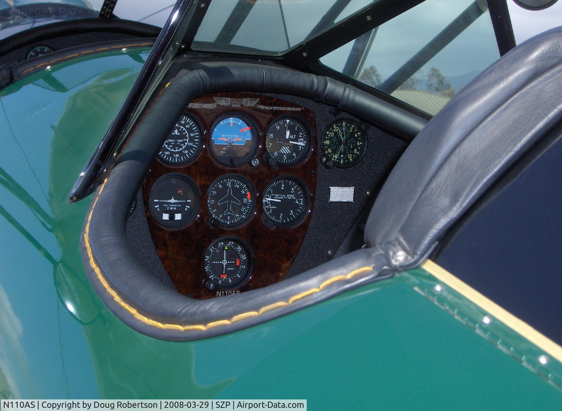 N110AS, 2005 Waco YMF-F5C C/N F5C110, 2005 Waco Classic YMF-F5C, Jacobs R755B 275 Hp, rear cockpit panel-aircraft flown from rear cockpit