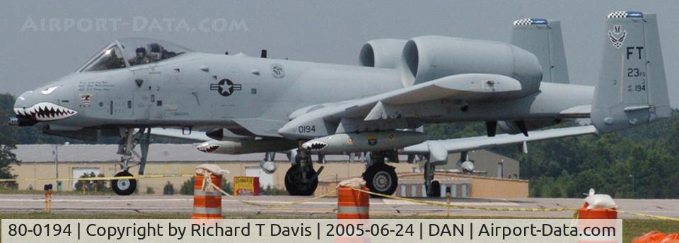 80-0194, 1980 Fairchild Republic A-10C Thunderbolt II C/N A10-0544, A10     0194   in Danville Va.