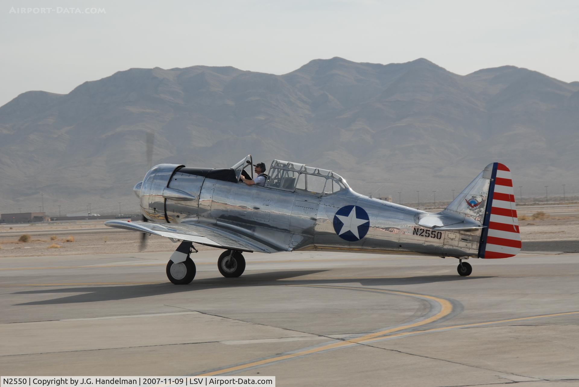 N2550, 1985 North American SNJ-5 Texan C/N 43683, Engine run up @Nellis AFB NV