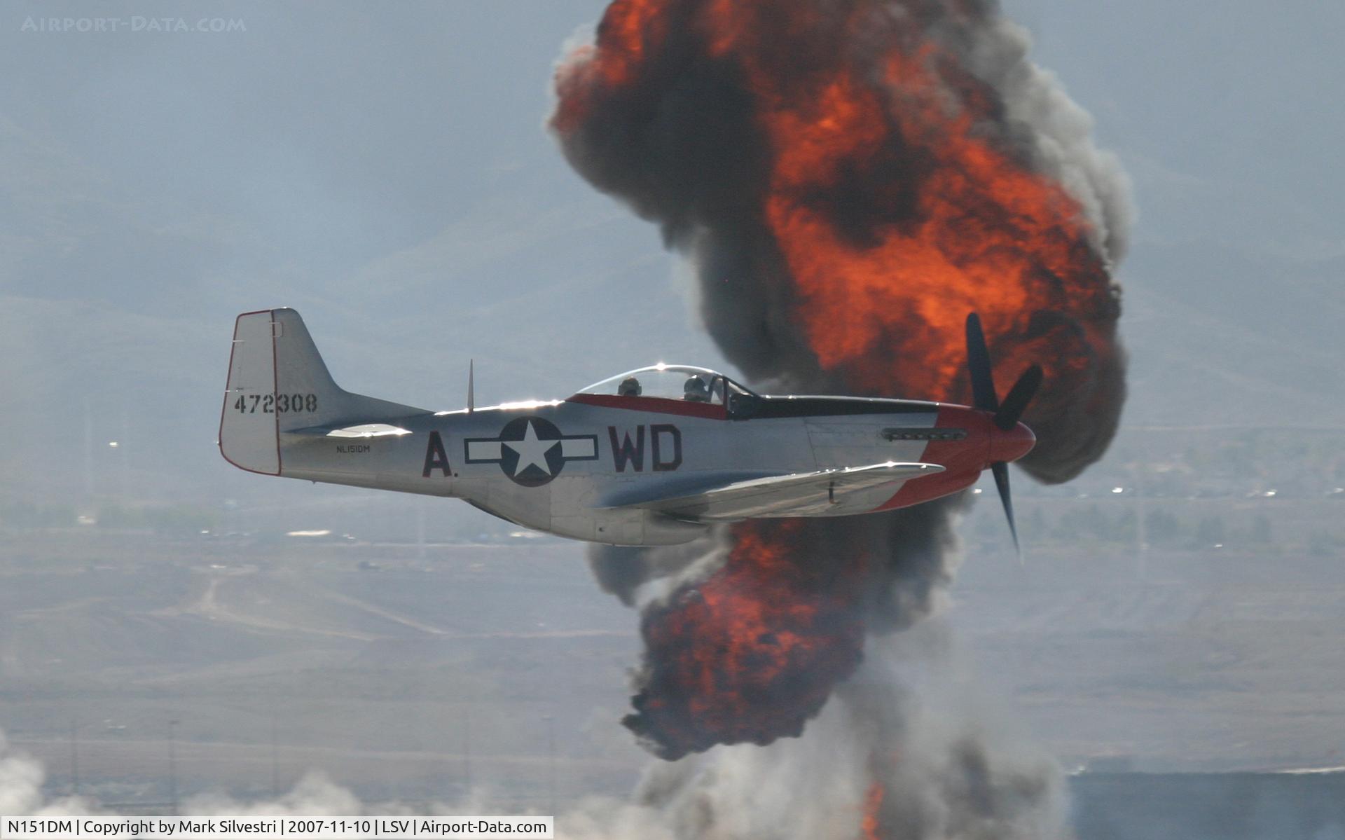 N151DM, 1944 North American F-51D Mustang C/N 44-13250, Aviation Nation 2007 - With Pyro