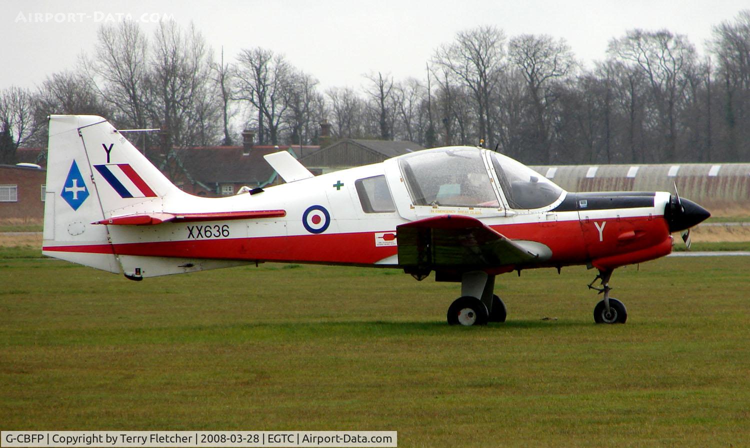 G-CBFP, 1974 Scottish Aviation Bulldog T.1 C/N BH.120/306, This Bulldog still wears its RAF marks of XX636