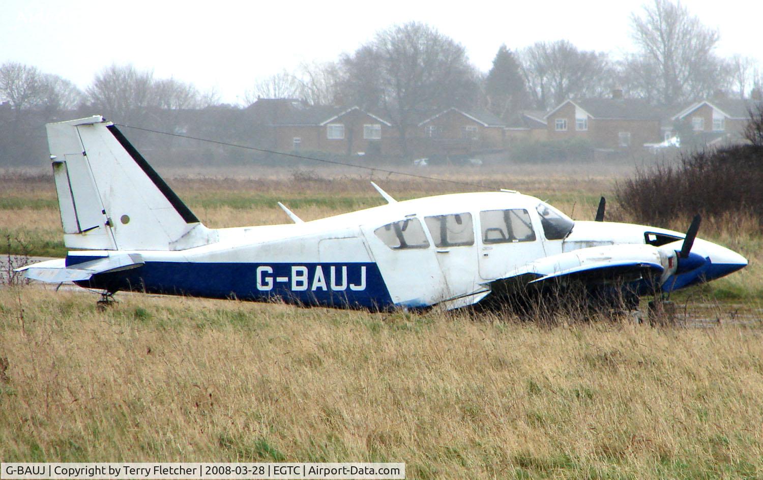 G-BAUJ, 1973 Piper PA-23-250 Aztec C/N 27-7304986, Abandoned Aztec at Cranfield