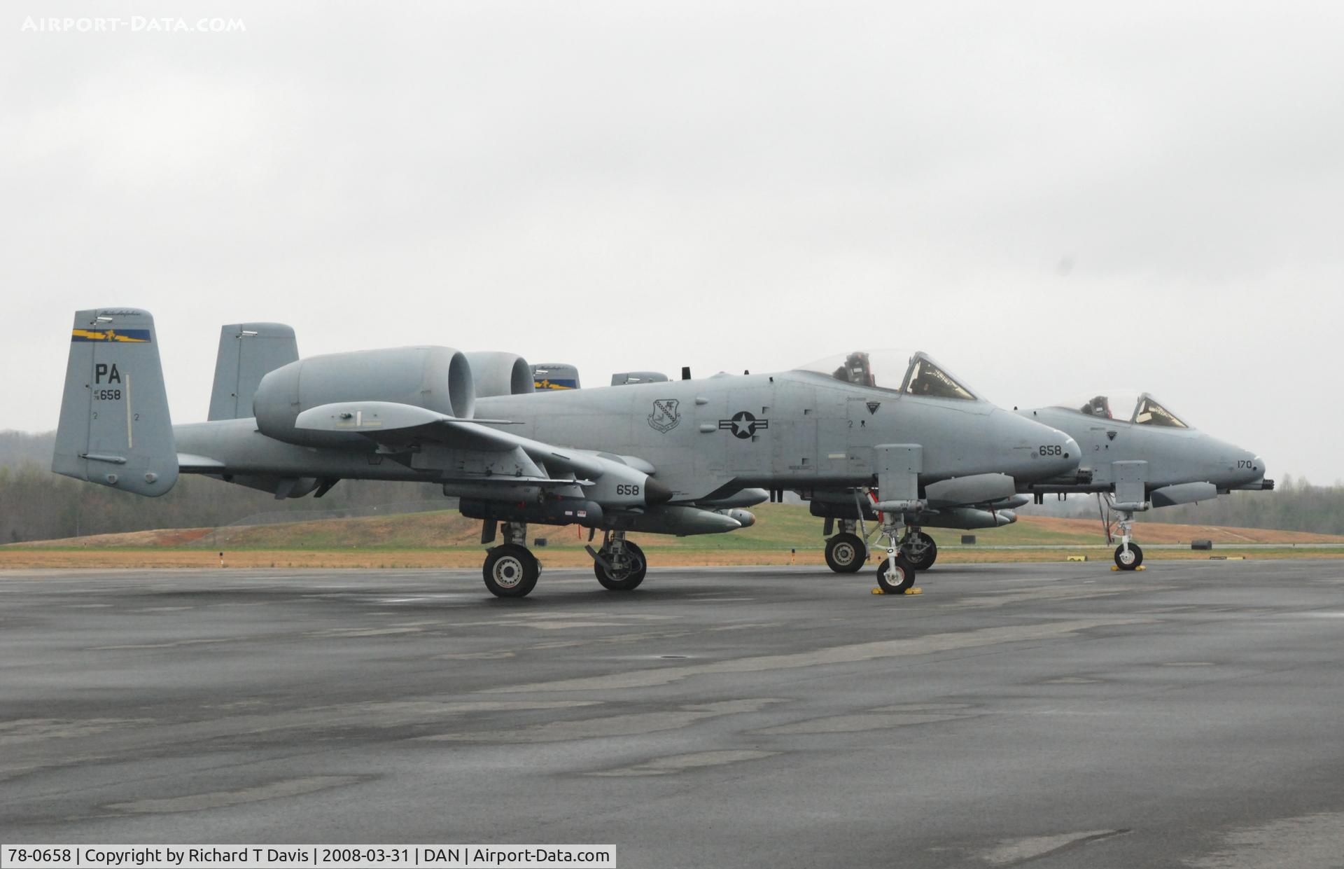78-0658, 1978 Fairchild Republic A-10A Thunderbolt II C/N A10-0278, A10 Warthog #658 in Danville Va. after flyover at the beginning of the race at the Martinsville Speedway