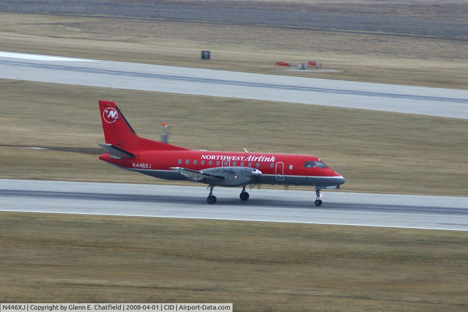 N446XJ, 1998 Saab 340B C/N 340B446, Landing roll on Runway 27