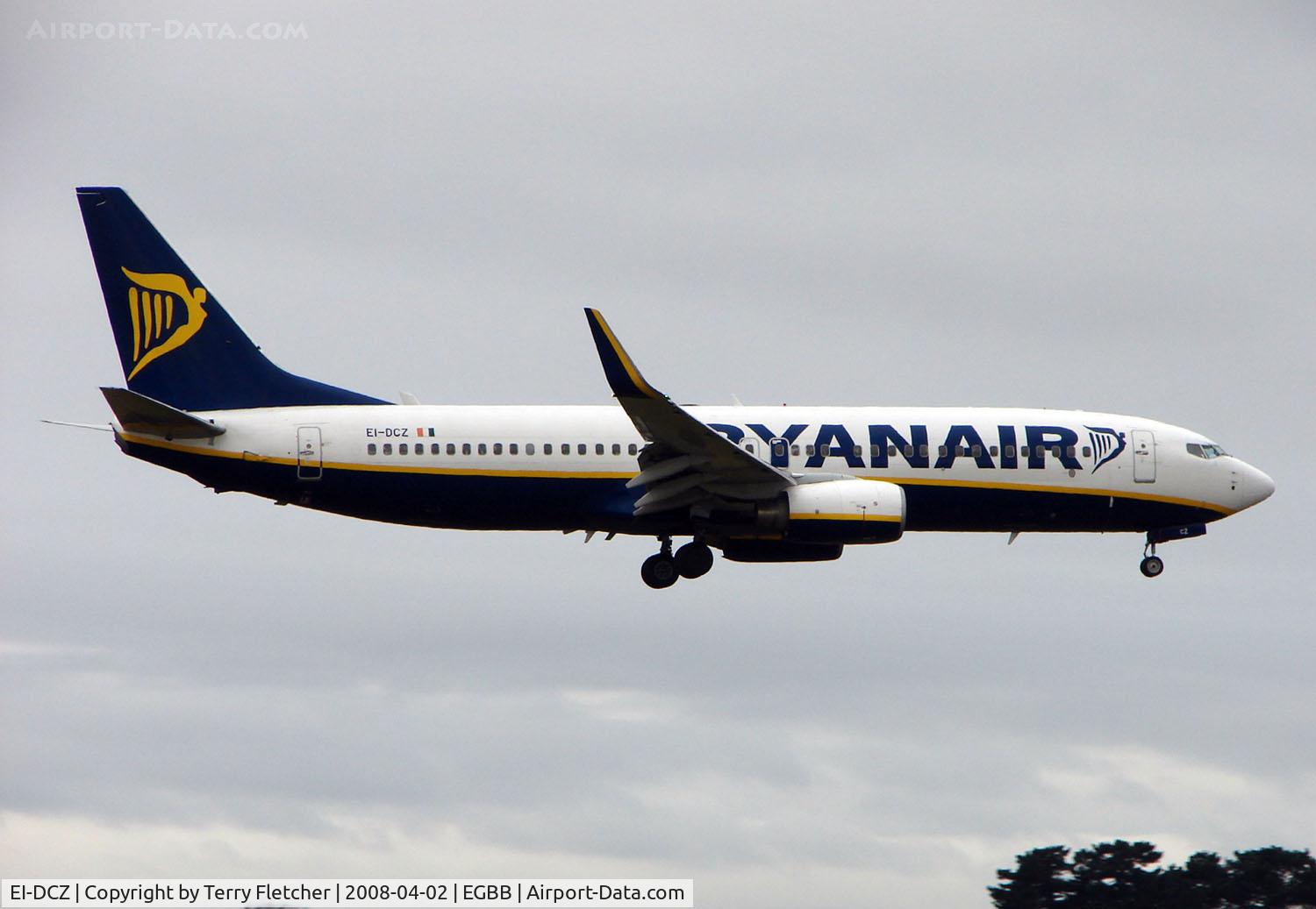 EI-DCZ, 2004 Boeing 737-8AS C/N 33815, Ryanair B737 about to land at Birmingham