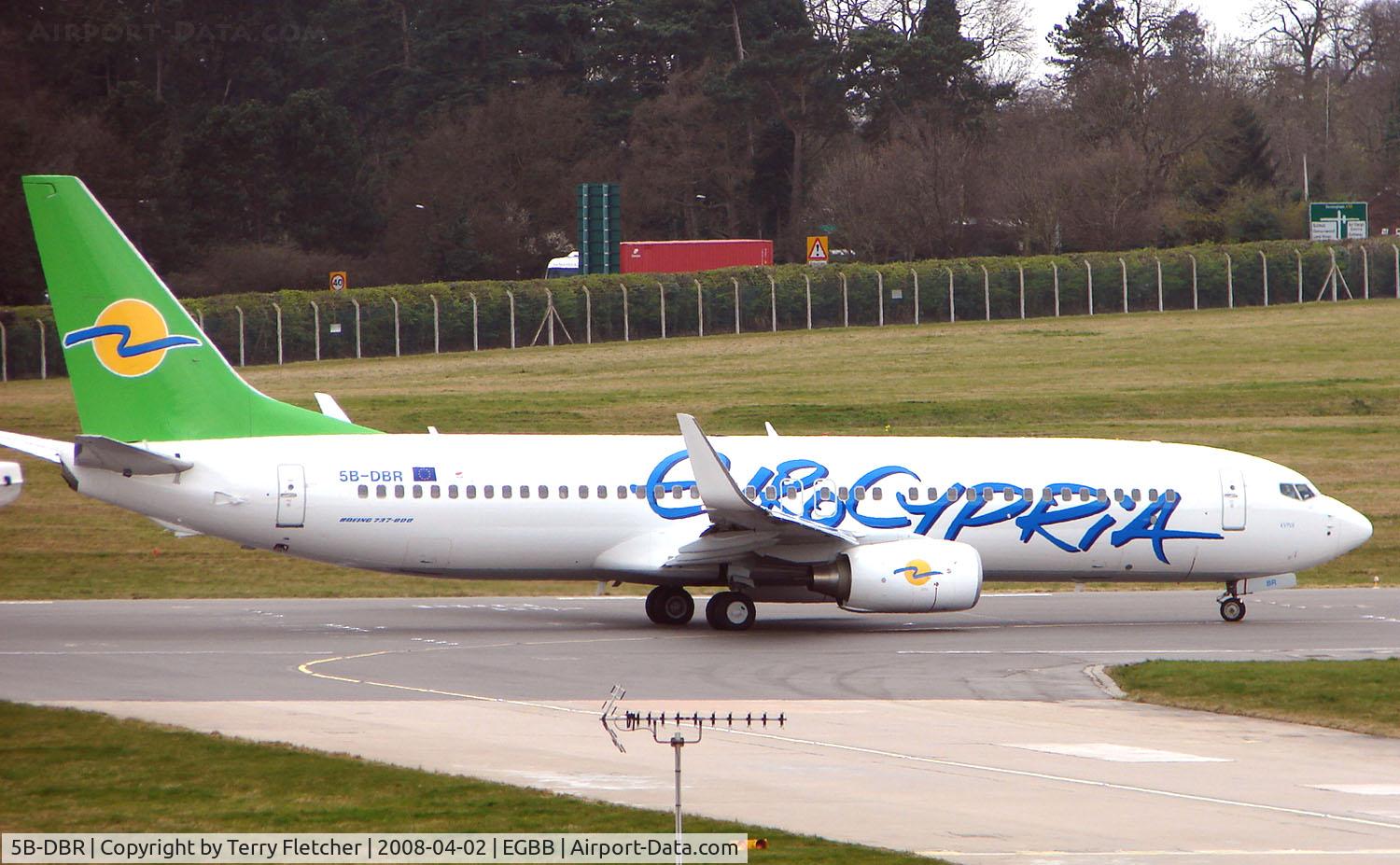5B-DBR, 2007 Boeing 737-8Q8 C/N 30720, Eurocypria B737 operating charter into Birmingham (UK)